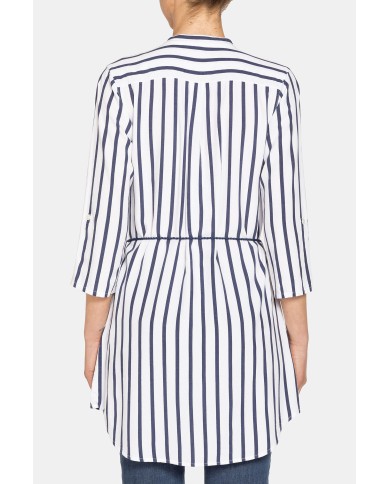 CAMICIA OVERSIZE MANICA SCESA TESSUTO A RIGHE 100% VISCOSA.