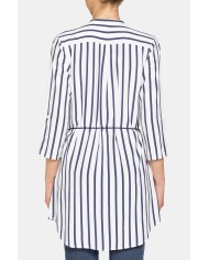 CAMICIA OVERSIZE MANICA SCESA TESSUTO A RIGHE 100% VISCOSA.