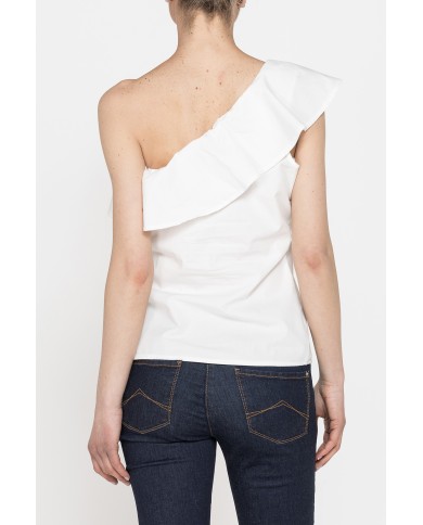 TOP MONOSPALLA IN POPELINE DI COTONE