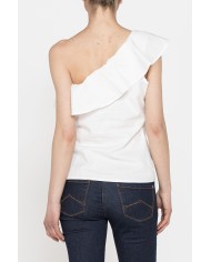 TOP MONOSPALLA IN POPELINE DI COTONE