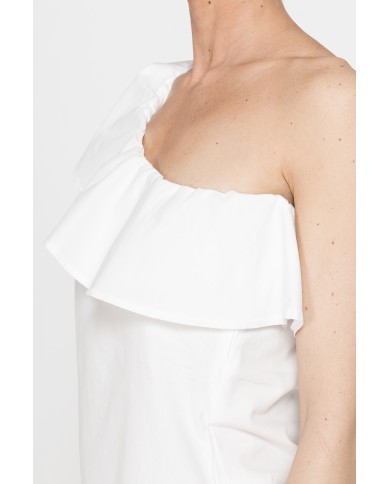 TOP MONOSPALLA IN POPELINE DI COTONE