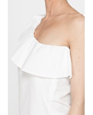 TOP MONOSPALLA IN POPELINE DI COTONE