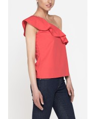 TOP MONOSPALLA IN POPELINE DI COTONE