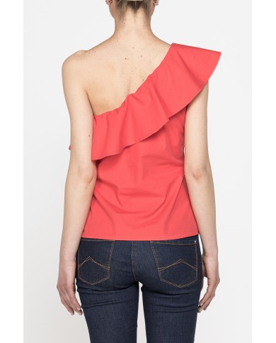 TOP MONOSPALLA IN POPELINE DI COTONE