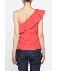 TOP MONOSPALLA IN POPELINE DI COTONE