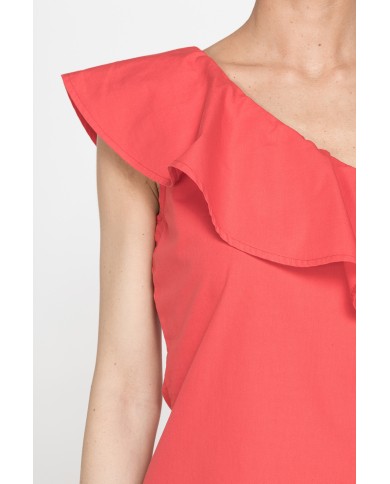 TOP MONOSPALLA IN POPELINE DI COTONE