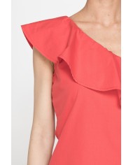 TOP MONOSPALLA IN POPELINE DI COTONE