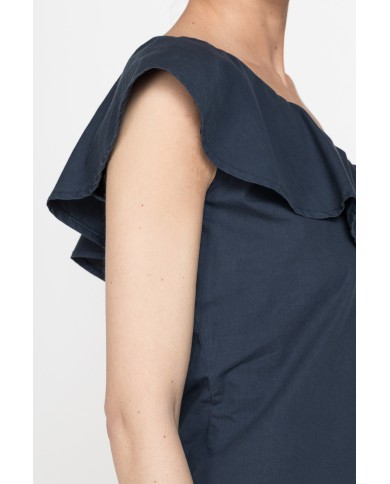 TOP MONOSPALLA IN POPELINE DI COTONE