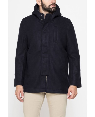 GIACCA CON CAPPUCCIO IN MISTO LANA CON TRATTAMENTO RESISTENTE ALL'ACQUA