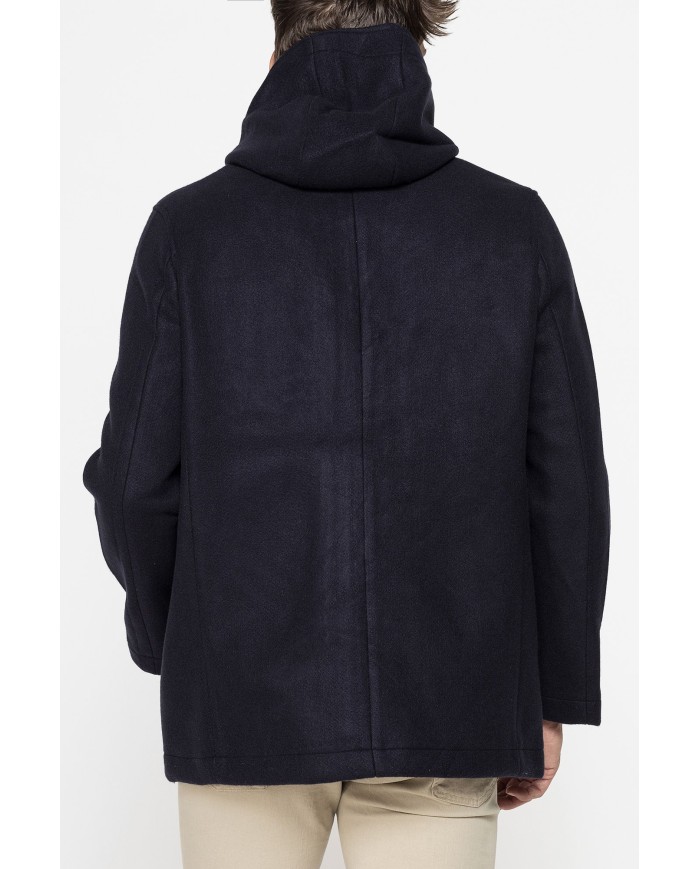 GIACCA CON CAPPUCCIO IN MISTO LANA CON TRATTAMENTO RESISTENTE ALL'ACQUA