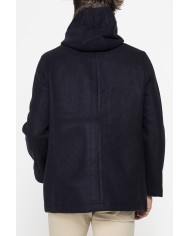 GIACCA CON CAPPUCCIO IN MISTO LANA CON TRATTAMENTO RESISTENTE ALL'ACQUA