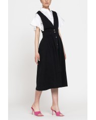 ABITO LUNGO CON  SCOLLO A V MOD.T492V IN GABARDINA SUPER STRETCH SPINTECH ELASTIC COTONE SULLA PELLE