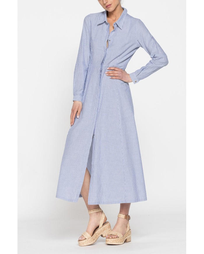 ABITO LUNGO IN TESSUTO FLUIDO CON ABBOTTONATURA FRONTALE