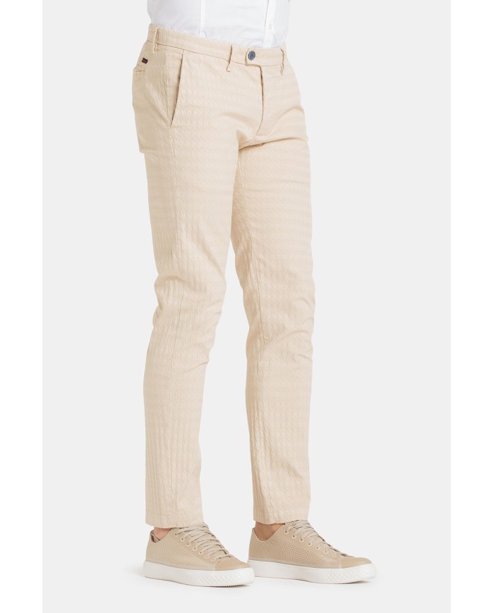 PANTALONE IN MICROFANTASIA MOD. 617  Vita bassa gamba asciutta