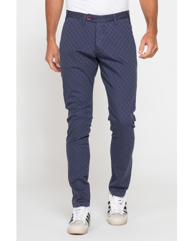 PANTALONE IN MICROFANTASIA MOD. 617  Vita bassa gamba asciutta