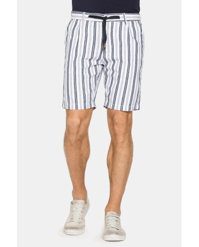BERMUDA CHINO IN MISTO LINO CON VITA ELASTICIZZATA