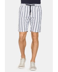 BERMUDA CHINO IN MISTO LINO CON VITA ELASTICIZZATA