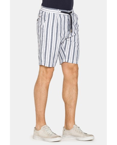 BERMUDA CHINO IN MISTO LINO CON VITA ELASTICIZZATA