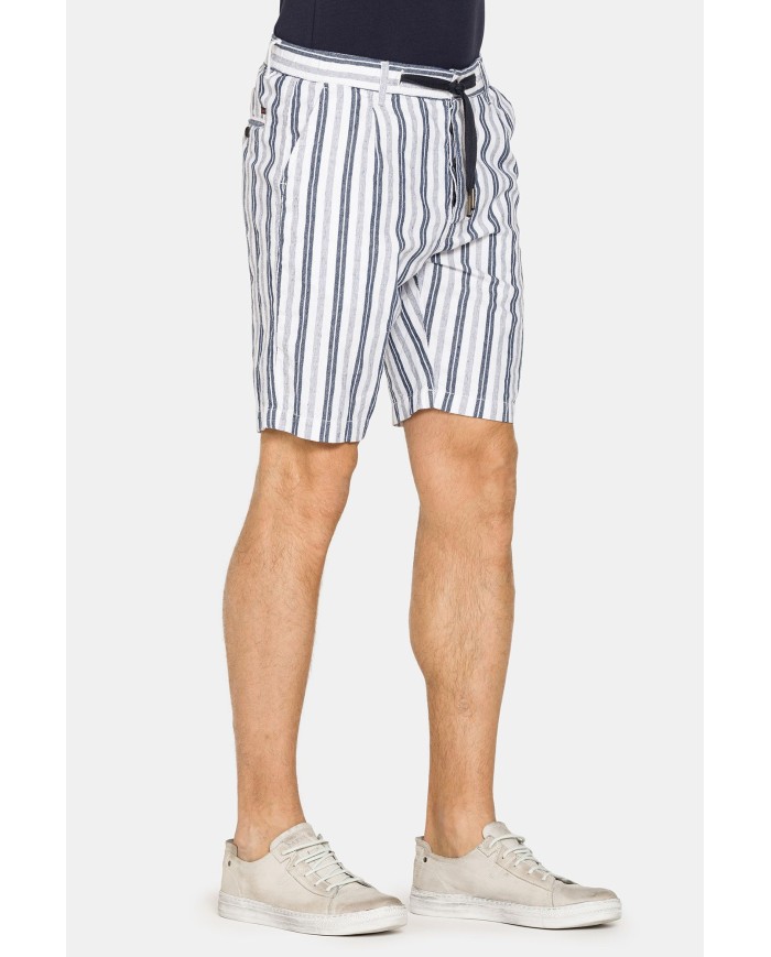 BERMUDA CHINO IN MISTO LINO CON VITA ELASTICIZZATA