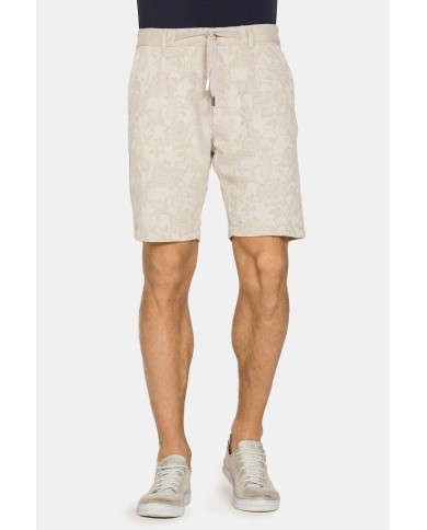 BERMUDA CHINO IN MISTO LINO CON VITA ELASTICIZZATA