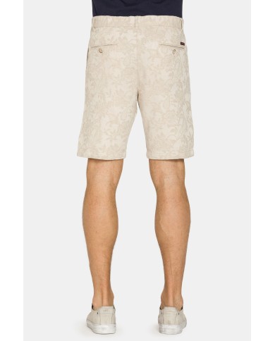 BERMUDA CHINO IN MISTO LINO CON VITA ELASTICIZZATA
