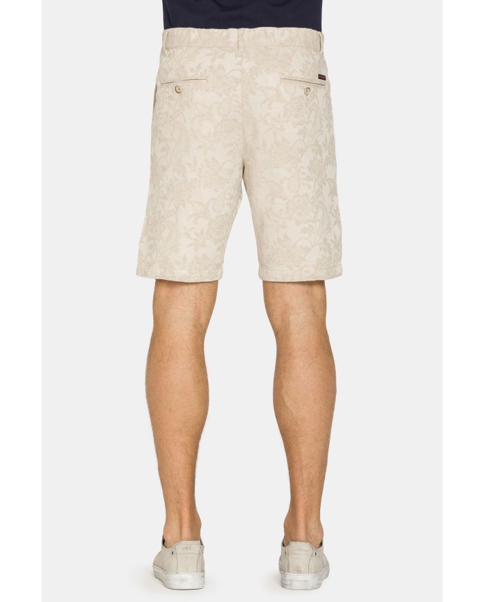 BERMUDA CHINO IN MISTO LINO CON VITA ELASTICIZZATA