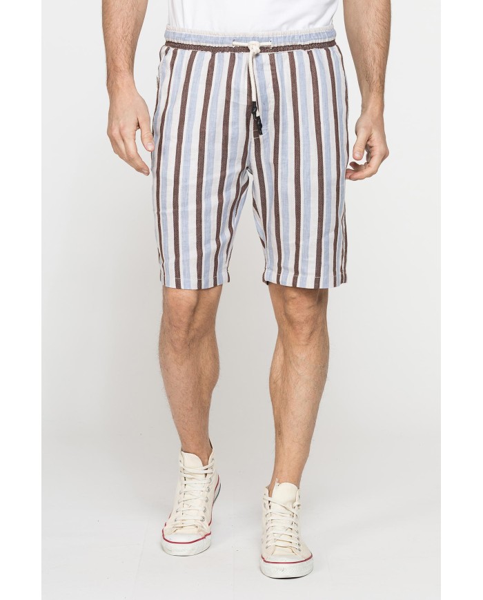 BERMUDA CHINO IN MISTO LINO CON VITA ELASTICIZZATA