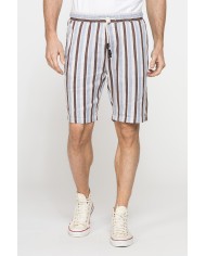 BERMUDA CHINO IN MISTO LINO CON VITA ELASTICIZZATA