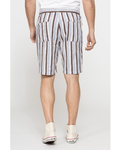 BERMUDA CHINO IN MISTO LINO CON VITA ELASTICIZZATA