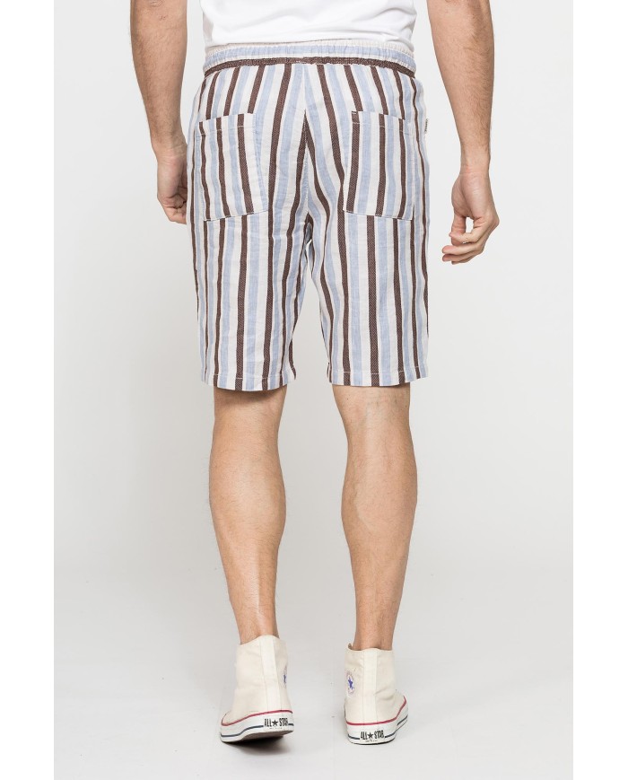 BERMUDA CHINO IN MISTO LINO CON VITA ELASTICIZZATA
