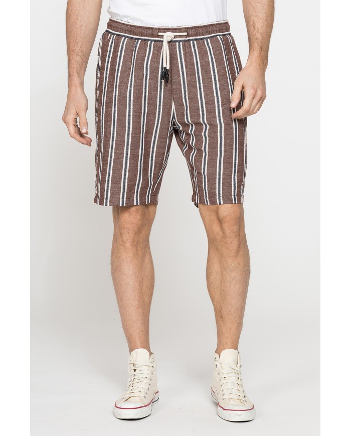 BERMUDA CHINO IN MISTO LINO CON VITA ELASTICIZZATA