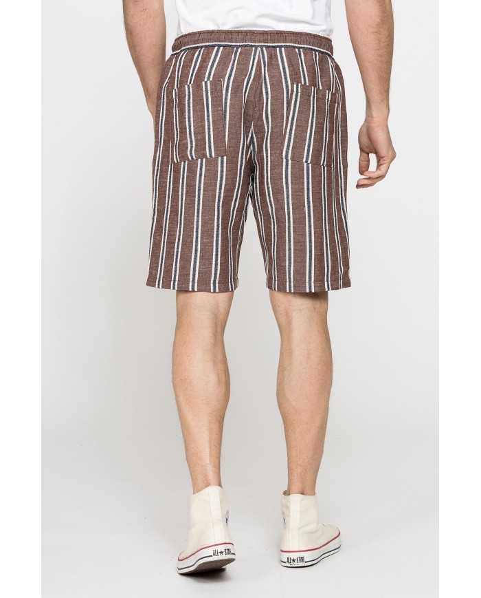 BERMUDA CHINO IN MISTO LINO CON VITA ELASTICIZZATA
