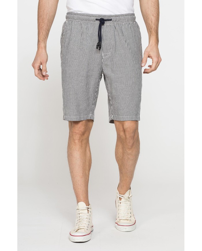 BERMUDA CHINO IN MISTO LINO CON VITA ELASTICIZZATA