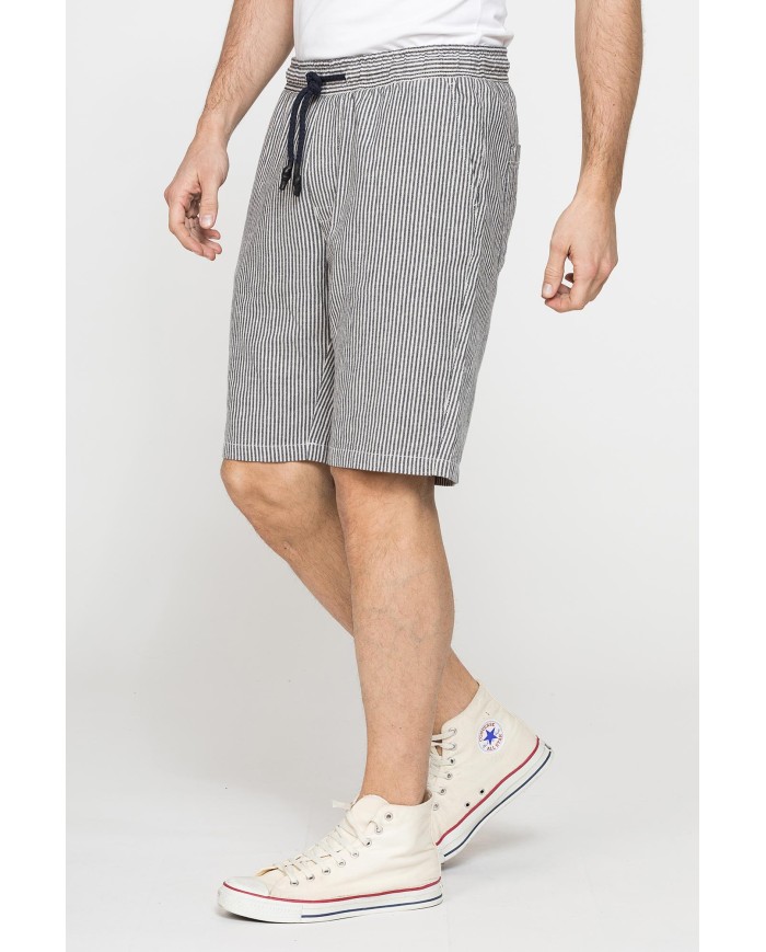 BERMUDA CHINO IN MISTO LINO CON VITA ELASTICIZZATA