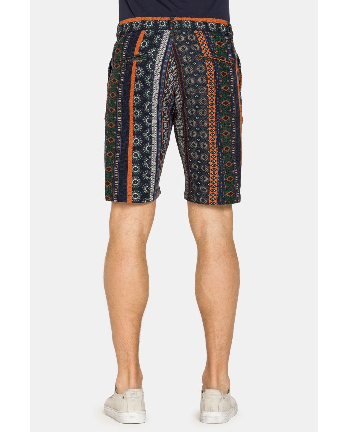 BERMUDA CHINO IN MISTO LINO CON VITA ELASTICIZZATA