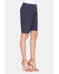 BERMUDA IN POPELINE STRETCH. Vita e gamba regolare.