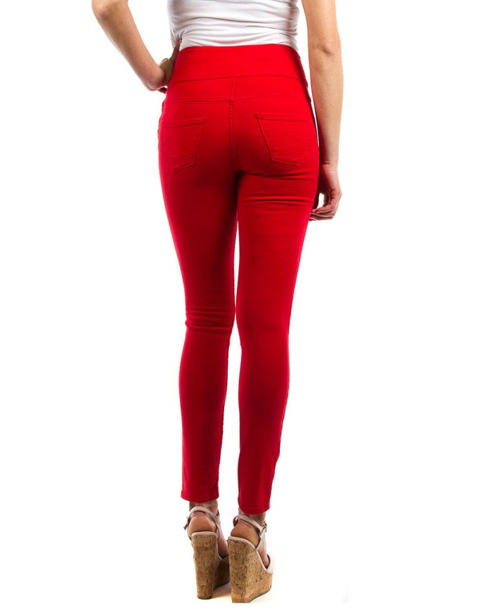 PANTALONE IN TESSUTO COLOR JEANS SUPER STRETCH