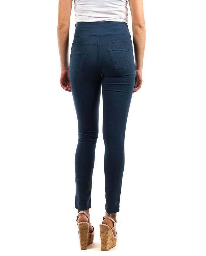PANTALONE IN TESSUTO COLOR JEANS SUPER STRETCH