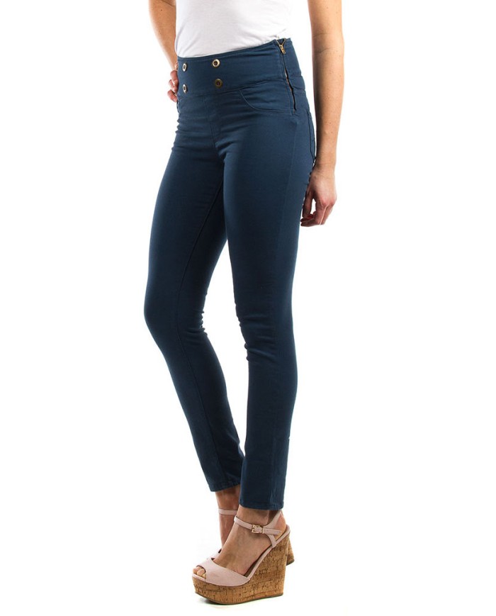PANTALONE IN TESSUTO COLOR JEANS SUPER STRETCH