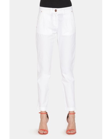 PANTALONE CHINOS IN POPELINE STRETCH.Vita regolare