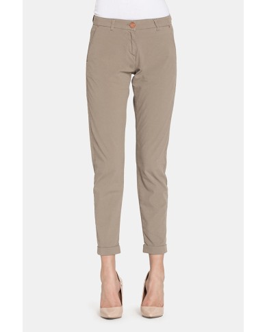 PANTALONE CHINOS IN POPELINE STRETCH.Vita regolare