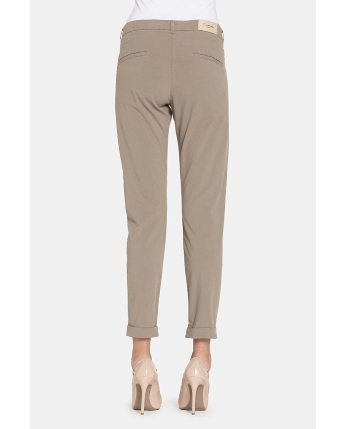 PANTALONE CHINOS IN POPELINE STRETCH.Vita regolare