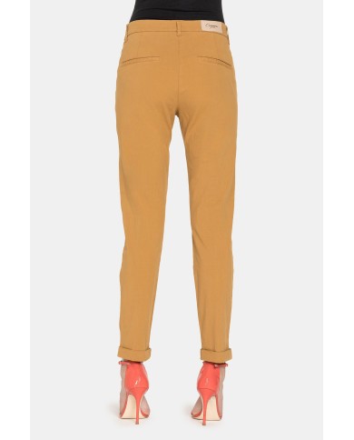 PANTALONE CHINOS IN POPELINE STRETCH.Vita regolare