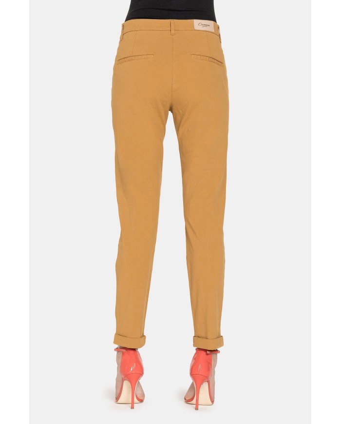 PANTALONE CHINOS IN POPELINE STRETCH.Vita regolare