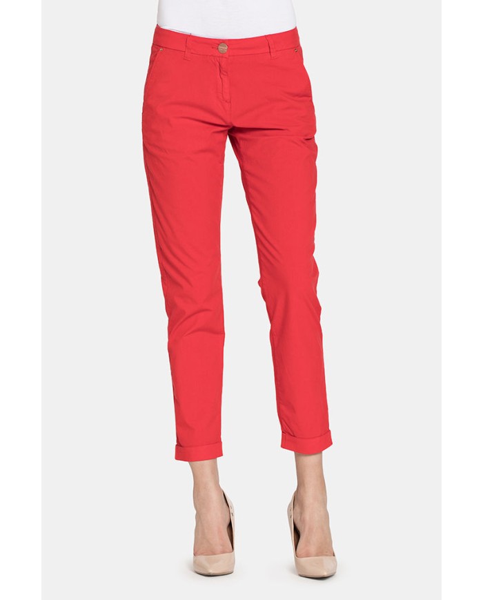 PANTALONE CHINOS IN POPELINE STRETCH.Vita regolare