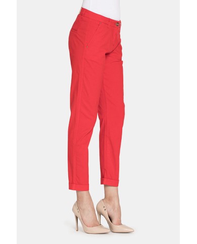 PANTALONE CHINOS IN POPELINE STRETCH.Vita regolare