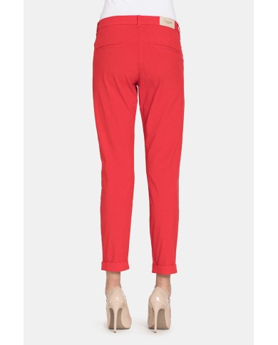 PANTALONE CHINOS IN POPELINE STRETCH.Vita regolare