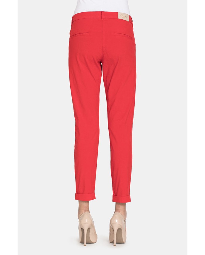 PANTALONE CHINOS IN POPELINE STRETCH.Vita regolare