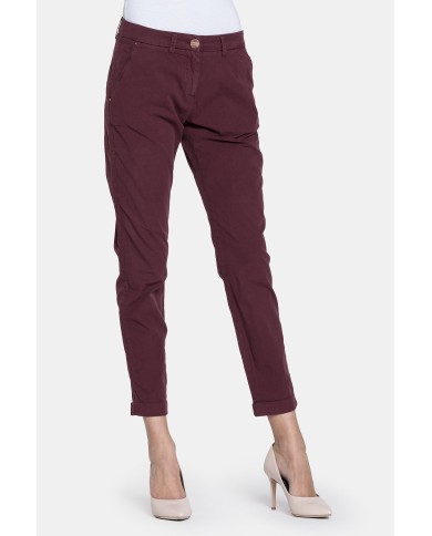 PANTALONE CHINOS IN POPELINE STRETCH.Vita regolare