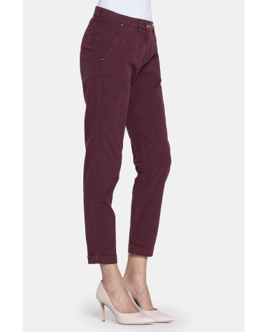 PANTALONE CHINOS IN POPELINE STRETCH.Vita regolare